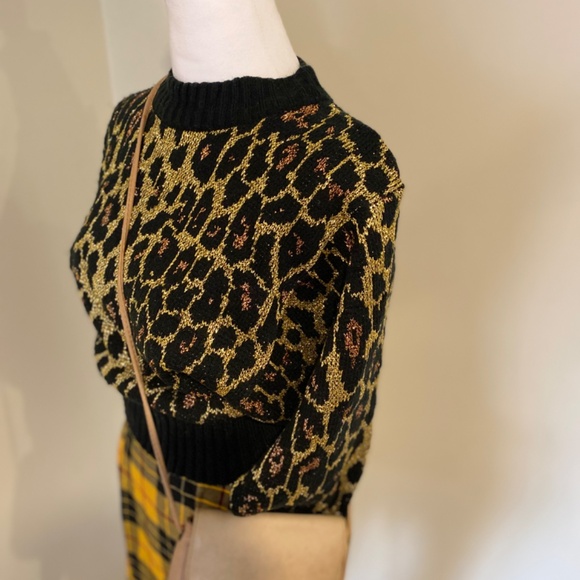 80s Glam Metallic Cheetah Batwing Sweater – I.B. Diffusion – Women’s Small - Picture 4 of 10